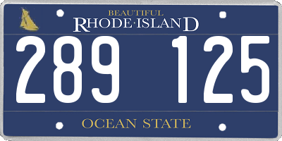 RI license plate 289125