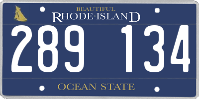 RI license plate 289134