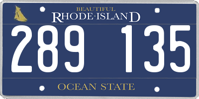 RI license plate 289135