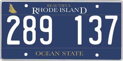 RI license plate 289137