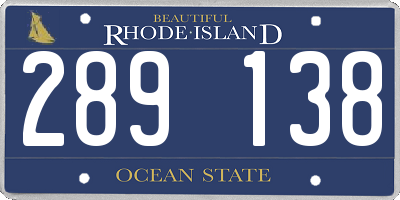 RI license plate 289138