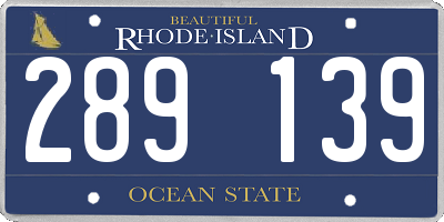 RI license plate 289139