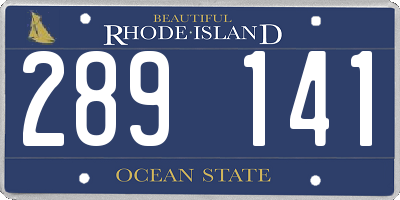 RI license plate 289141