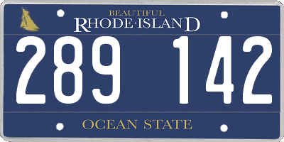RI license plate 289142