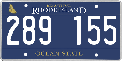 RI license plate 289155