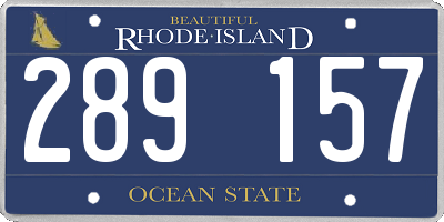 RI license plate 289157