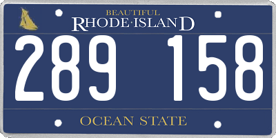 RI license plate 289158