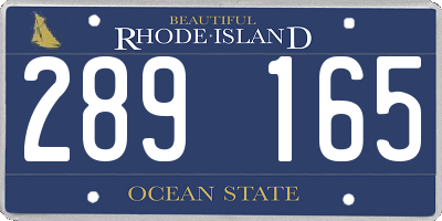 RI license plate 289165