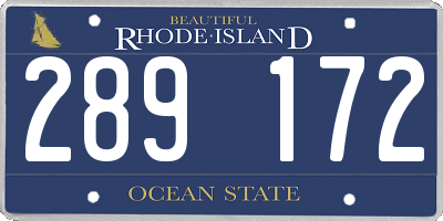 RI license plate 289172