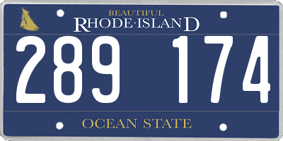 RI license plate 289174