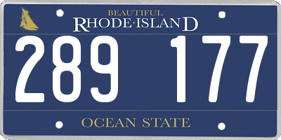 RI license plate 289177