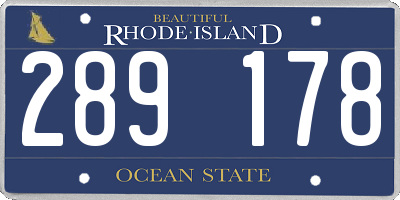 RI license plate 289178