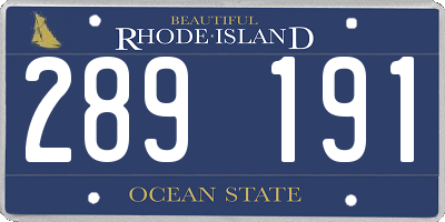 RI license plate 289191