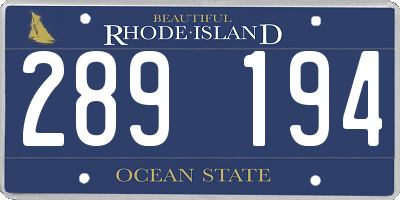 RI license plate 289194