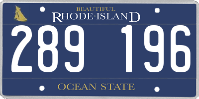 RI license plate 289196