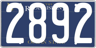 RI license plate 2892