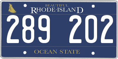 RI license plate 289202