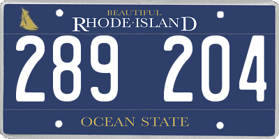 RI license plate 289204