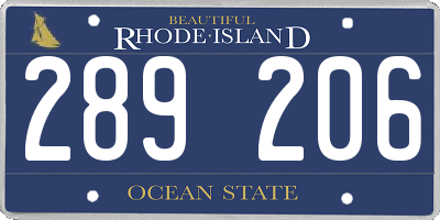 RI license plate 289206