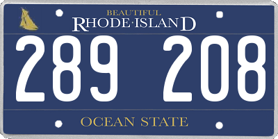 RI license plate 289208
