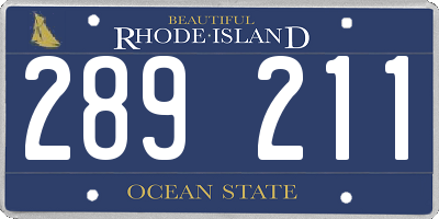 RI license plate 289211