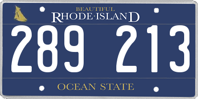 RI license plate 289213