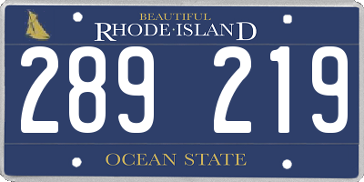 RI license plate 289219
