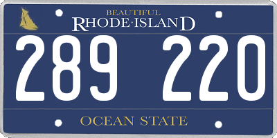 RI license plate 289220