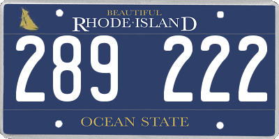 RI license plate 289222