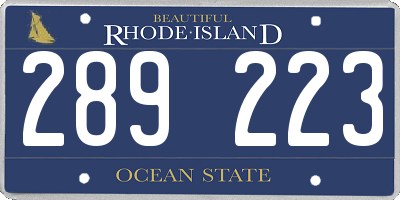 RI license plate 289223