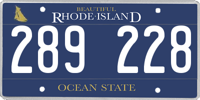 RI license plate 289228