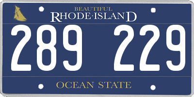 RI license plate 289229