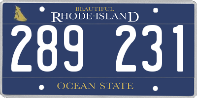 RI license plate 289231