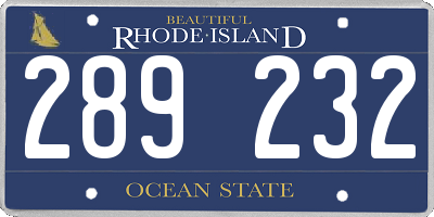RI license plate 289232