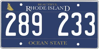 RI license plate 289233