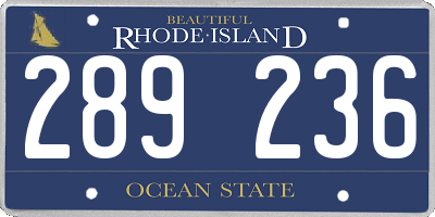 RI license plate 289236