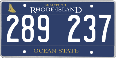 RI license plate 289237