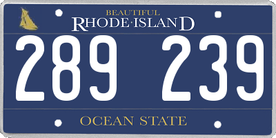 RI license plate 289239