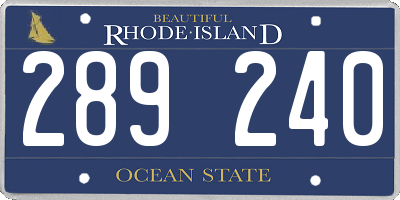 RI license plate 289240
