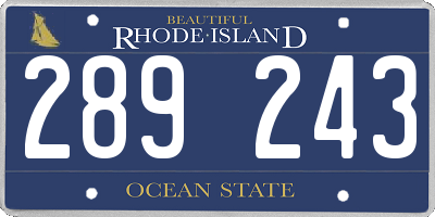 RI license plate 289243