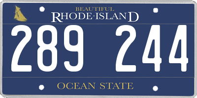 RI license plate 289244