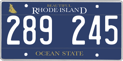 RI license plate 289245