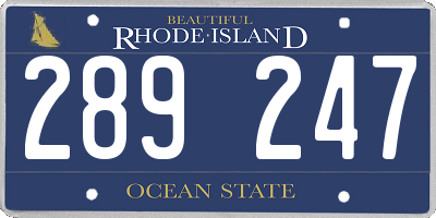 RI license plate 289247
