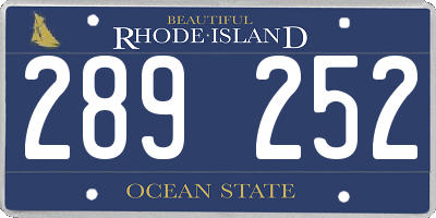 RI license plate 289252