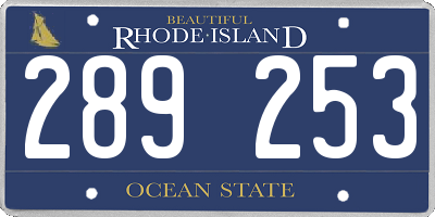 RI license plate 289253