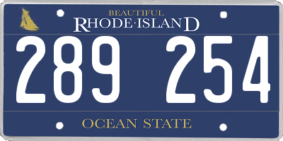 RI license plate 289254