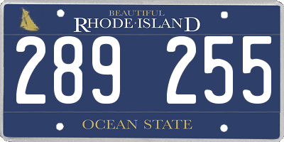 RI license plate 289255