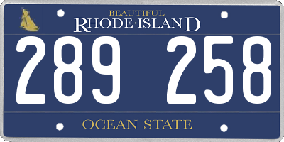 RI license plate 289258