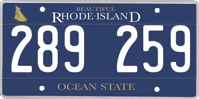 RI license plate 289259