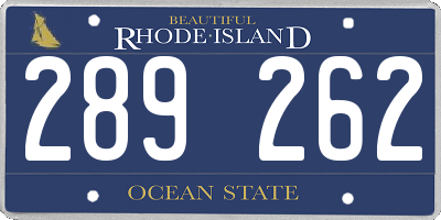 RI license plate 289262